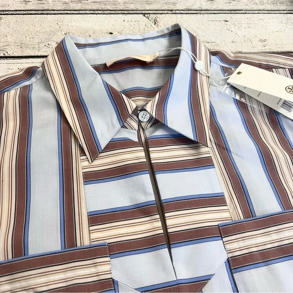 NWT Tory Burch TB Striped Cotton Casual Top size 10 - Picture 10 of 14